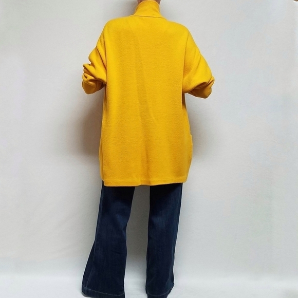 VINTAGE 90s I.B. Diffusion Mustard Yellow Knit Oversized Kimono Sweater Cardigan - Picture 3 of 14